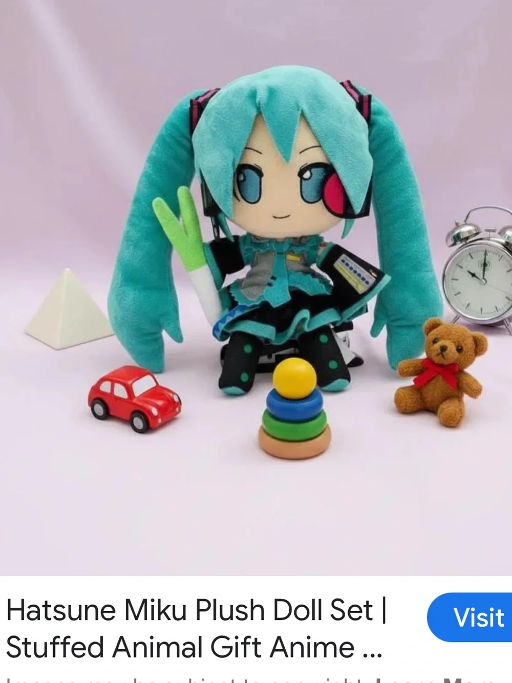 #2653*”5x10” Hatsune Miku Plush Doll - Teal Twin-Tails